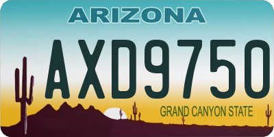 AZ license plate AXD9750