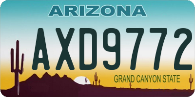 AZ license plate AXD9772