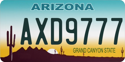 AZ license plate AXD9777
