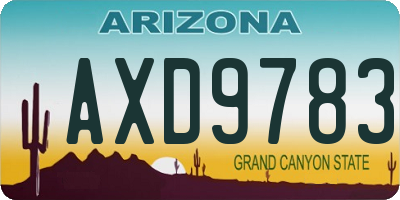 AZ license plate AXD9783