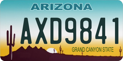 AZ license plate AXD9841