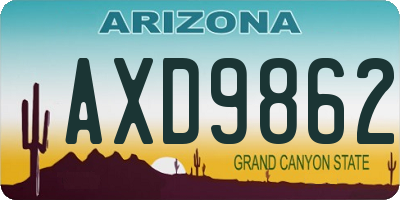 AZ license plate AXD9862