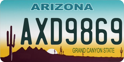 AZ license plate AXD9869