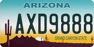 AZ license plate AXD9888
