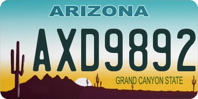 AZ license plate AXD9892
