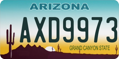 AZ license plate AXD9973