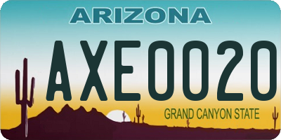 AZ license plate AXE0020
