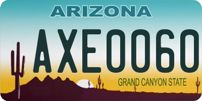 AZ license plate AXE0060