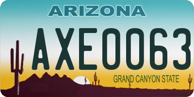 AZ license plate AXE0063