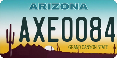 AZ license plate AXE0084