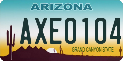 AZ license plate AXE0104