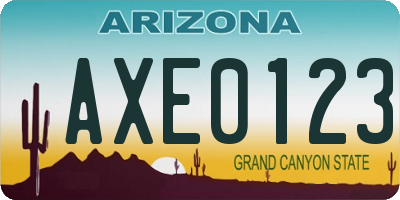 AZ license plate AXE0123