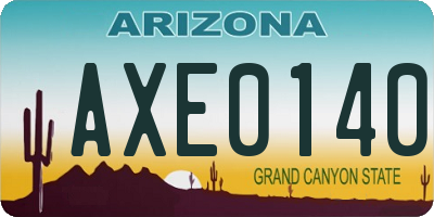 AZ license plate AXE0140