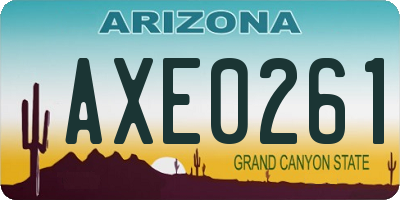 AZ license plate AXE0261