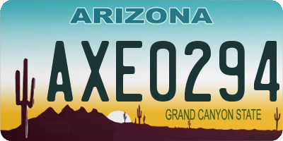 AZ license plate AXE0294