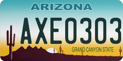 AZ license plate AXE0303