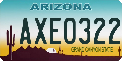 AZ license plate AXE0322