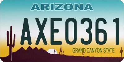 AZ license plate AXE0361