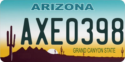 AZ license plate AXE0398