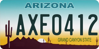 AZ license plate AXE0412