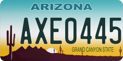 AZ license plate AXE0445