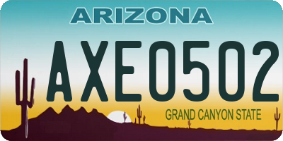 AZ license plate AXE0502