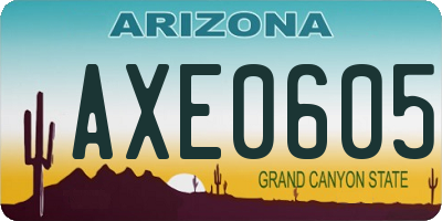 AZ license plate AXE0605