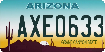 AZ license plate AXE0633