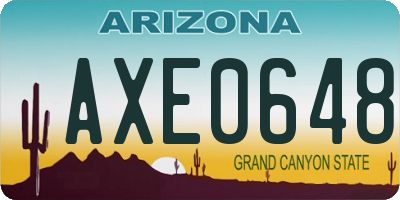 AZ license plate AXE0648