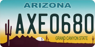 AZ license plate AXE0680