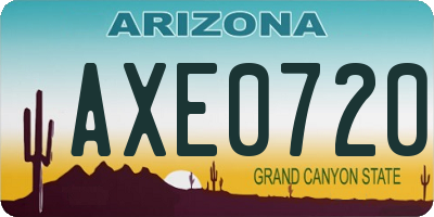 AZ license plate AXE0720