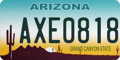 AZ license plate AXE0818