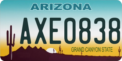 AZ license plate AXE0838