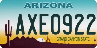 AZ license plate AXE0922