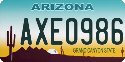AZ license plate AXE0986