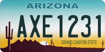 AZ license plate AXE1231