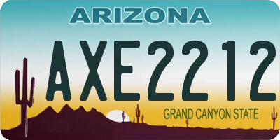 AZ license plate AXE2212