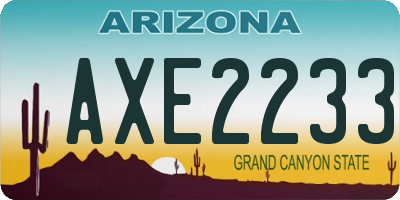 AZ license plate AXE2233