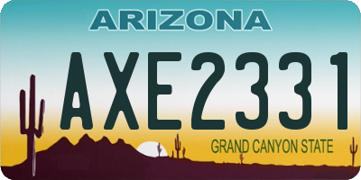 AZ license plate AXE2331
