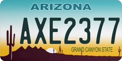 AZ license plate AXE2377