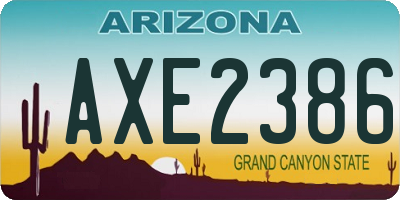 AZ license plate AXE2386