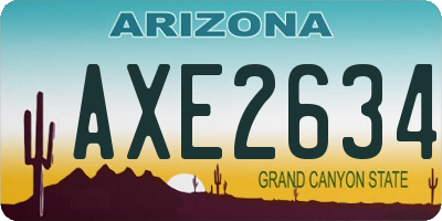 AZ license plate AXE2634