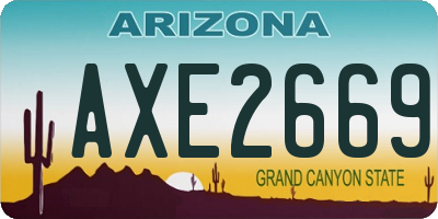 AZ license plate AXE2669