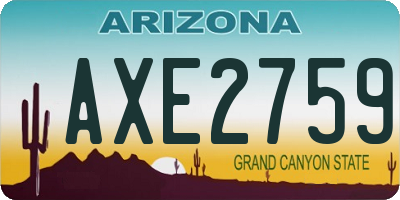 AZ license plate AXE2759