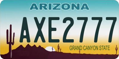 AZ license plate AXE2777