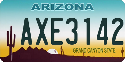 AZ license plate AXE3142