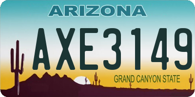 AZ license plate AXE3149