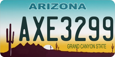 AZ license plate AXE3299