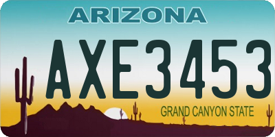 AZ license plate AXE3453