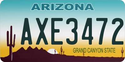 AZ license plate AXE3472